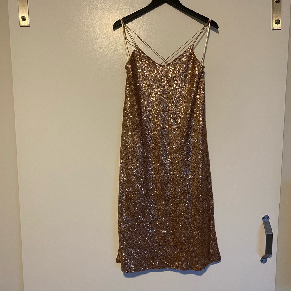 Zara | Elegant Rose Gold Sequin Slip Dress